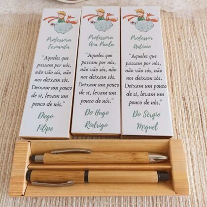 Caixa Personalizada com duas canetas em bambu