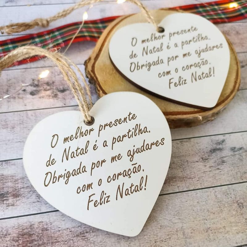 Enfeite MDF - Coração "Feliz Natal"