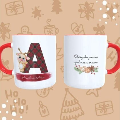 Caneca Personalizada Vermelha - auxiliar- Rena Natal