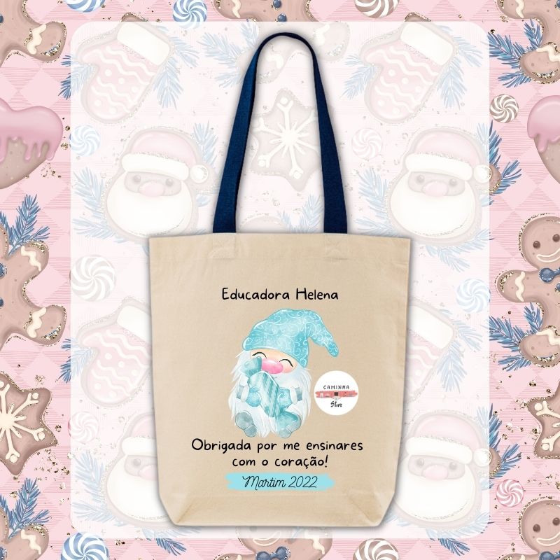 Ecobag Personalizado Algodão - Gnomo Azul