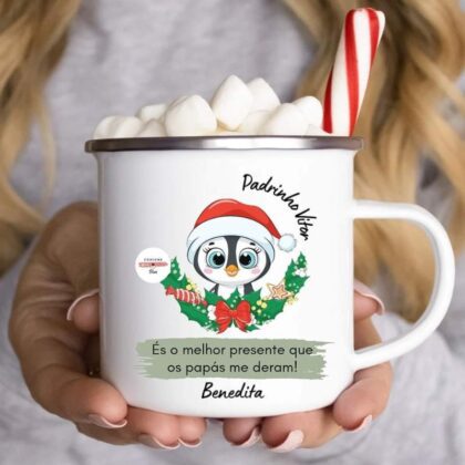 Caneca Esmalte Personalizada - Padrinho - Natal