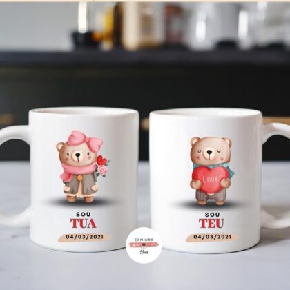 Caneca Personalizada Branca - Ursos - Namorados