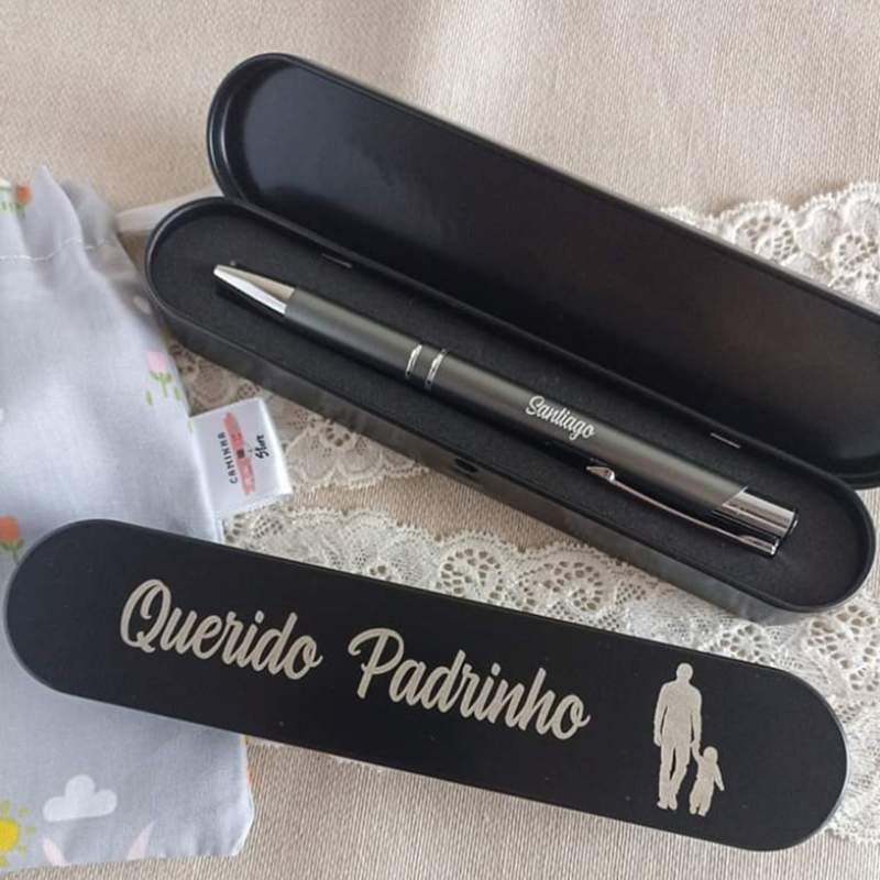 Caixa com Caneta Personalizável - Padrinhos