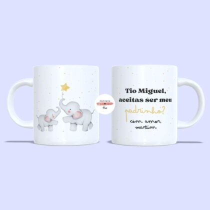 Caneca Personalizada Padrinho - Elefantes