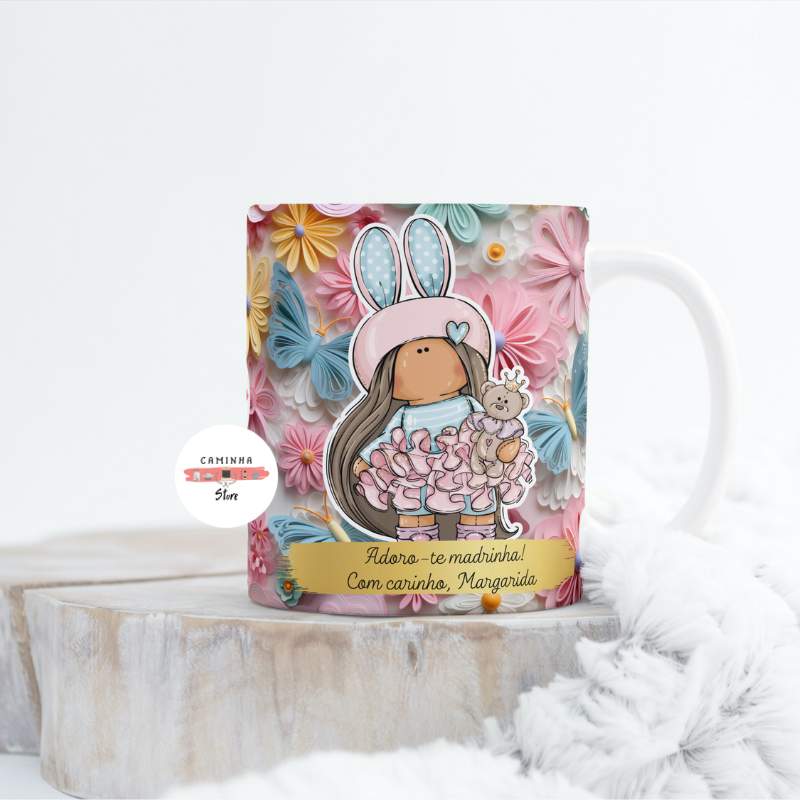 Caneca Personalizada Madrinha - Flores