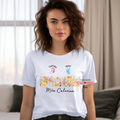 T-shirt Personalizada - Mãe - Borboletas