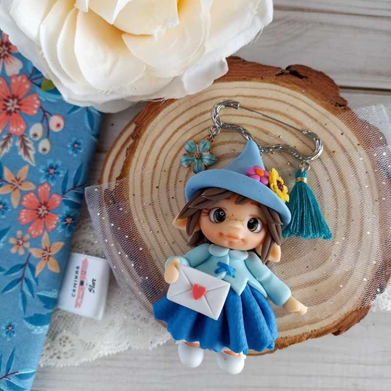 Pregadeira Biscuit - Elfinha com Girassol