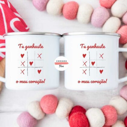Caneca Esmalte Personalizada - Ganhaste o meu coração