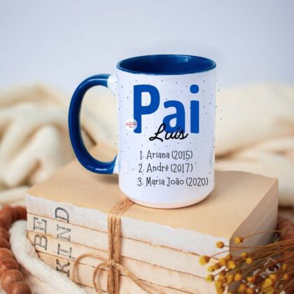 Caneca personalizada azul - Pai e filhos