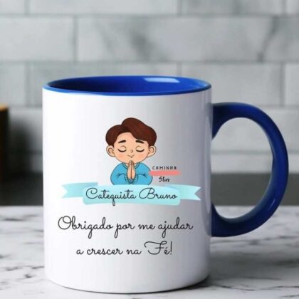 caneca azul catequista