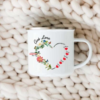 Caneca em Esmalte Personalizada - Avó - Coração